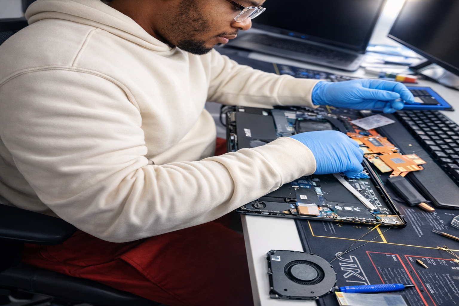 Computer repair in progress